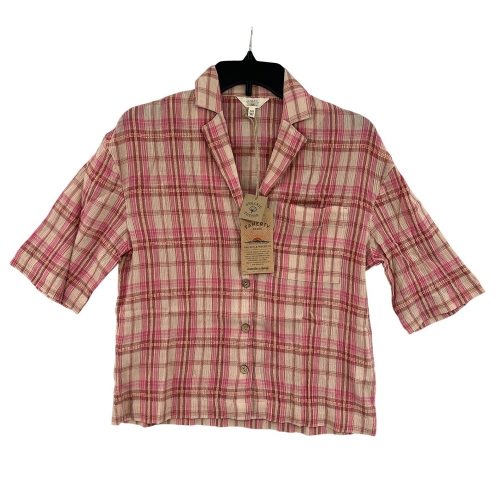 Faherty Canyon Haze Coastal Gauzy Shirt XXS Sunrise Plaid‎ Organic NWT $138